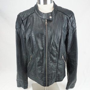 Only Blue Behavior Faux Leather Biker Jacket Small